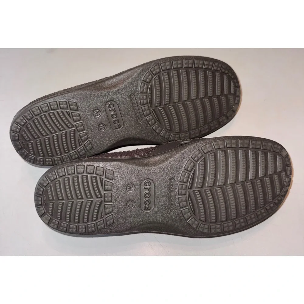 Crocs Santa Cruz Men's 10 Brown Canvas Slip On Loafers Casual Shoes